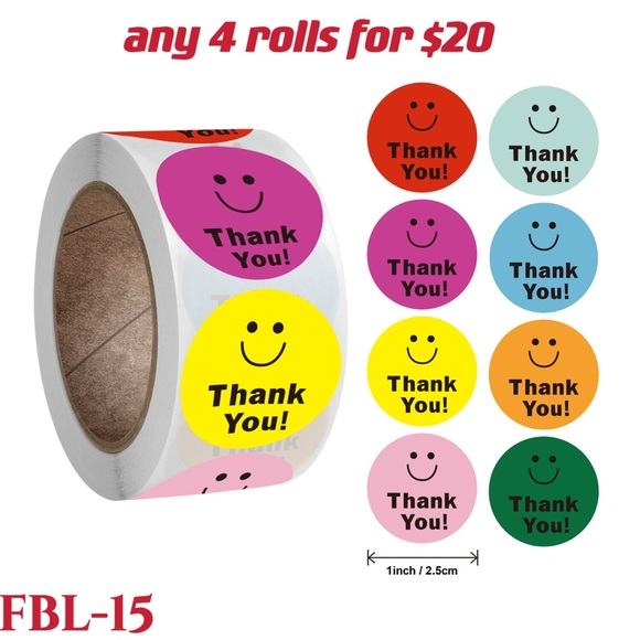 4 rolls of Thank you stickers-#FBL-20 - Picture 10 of 15